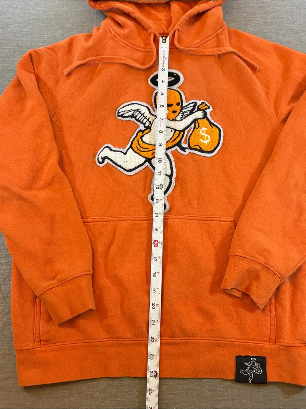 Hasta Muerte Ski Mask Angel Graphic Pullover Hoodie Orange Size Small Streetwear